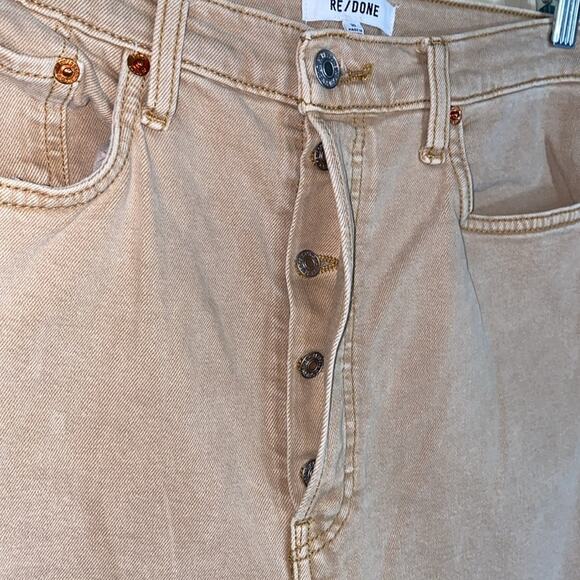 RE/DONE Originals 70s Ultra High Rise Stove Pipe In Washed Khaki - Picture 7 of 12